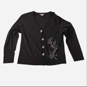 Vintage Black Whimsy Goth Dark Academia Women's Medium Ingredients Cardigan Top